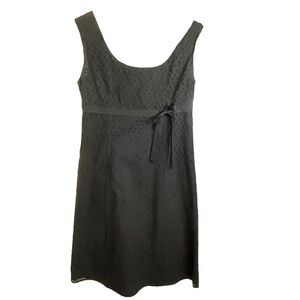 Ann Taylor Dress Sleeveless Eyelet Design Front Bow‎ Black Women's Size 2